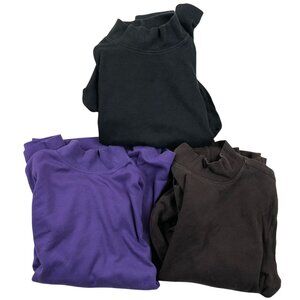 Lands' End Women's Turtleneck Shirts Lot of 3 Small Purple Black Long-Sleeve